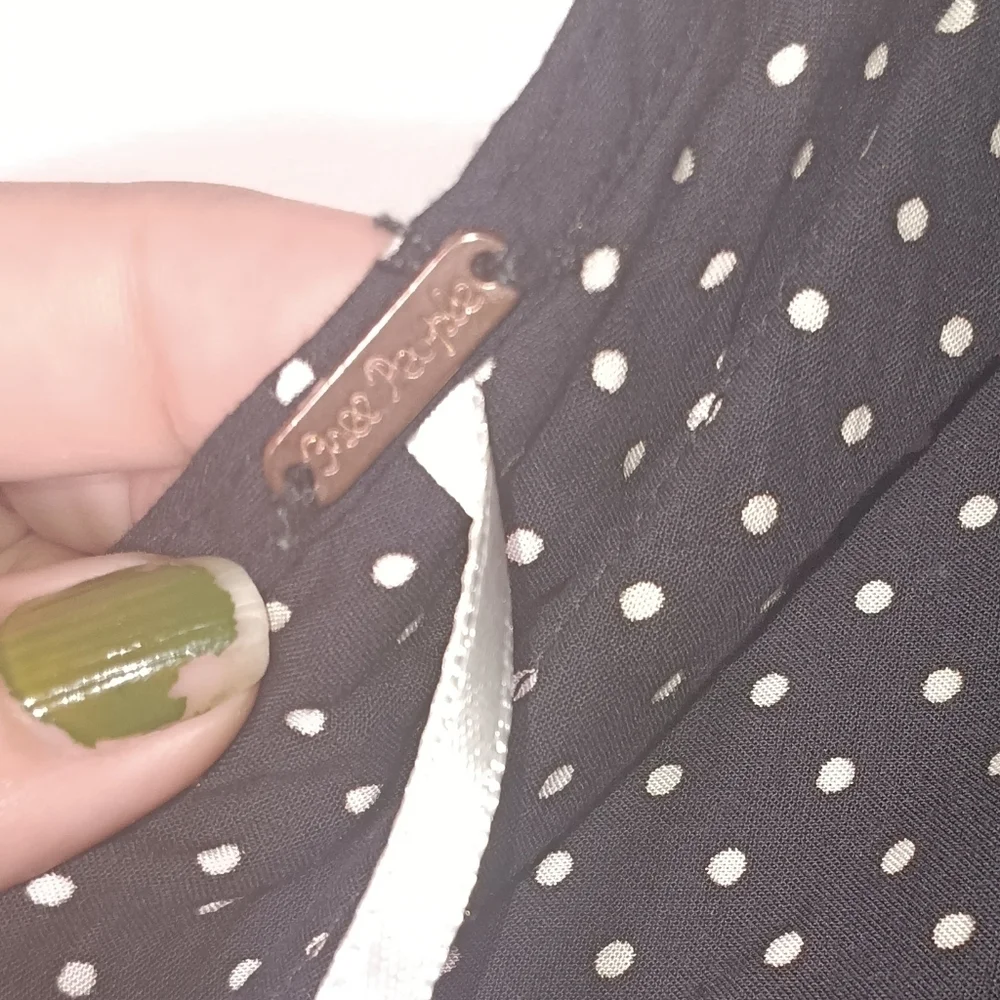 Free People Chic Black Polka Dot Tie-Strap Top